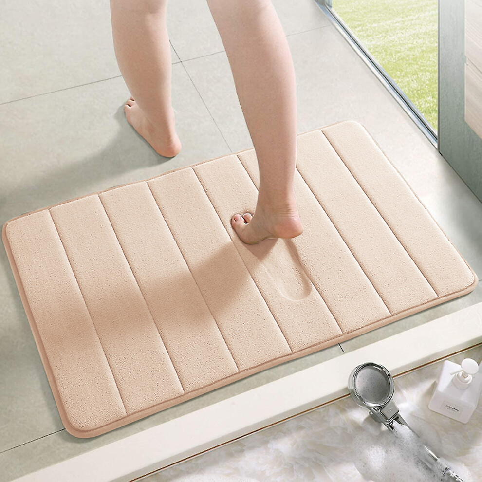 (50x80 cm, Cream Bath Mat) Memory Foam Bath Mat Non Slip Bathroom Shower Rug