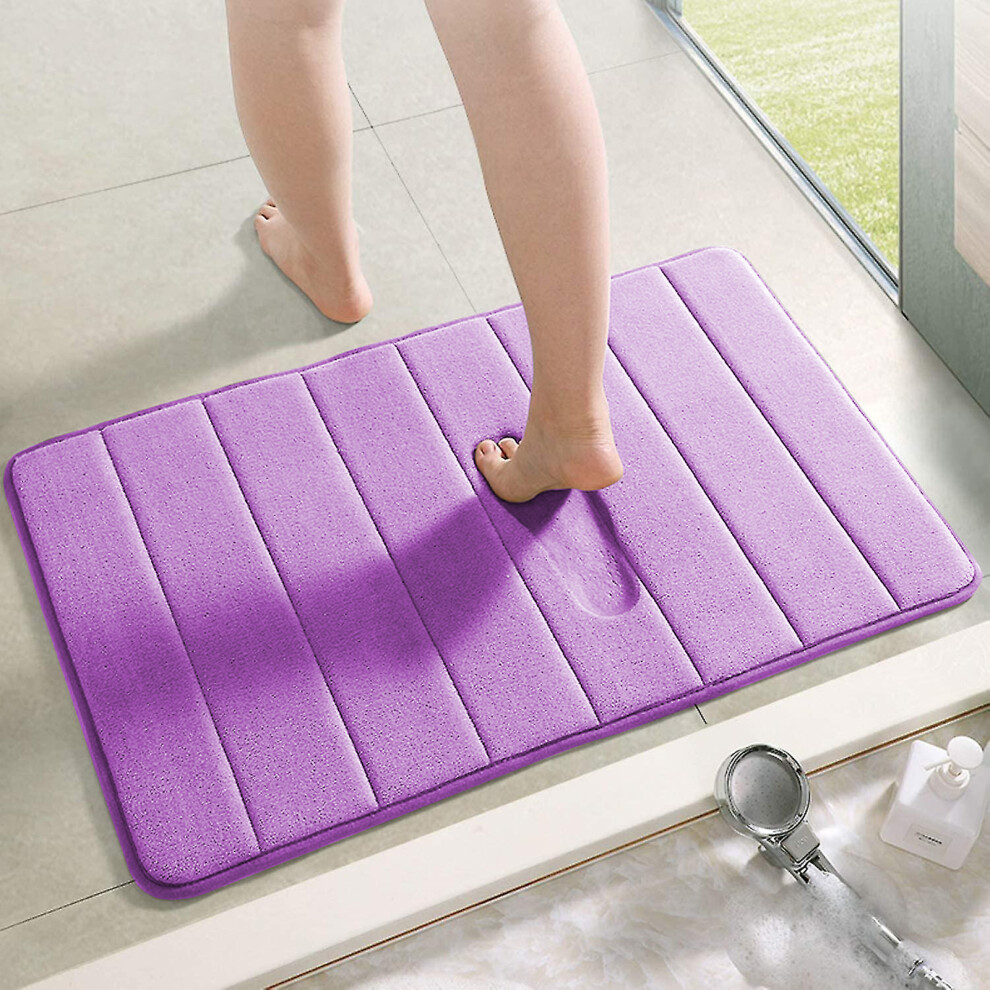 (50x80 cm, Lilac/Purple Bath Mat) Memory Foam Bath Mat Non Slip Bathroom Shower Rug