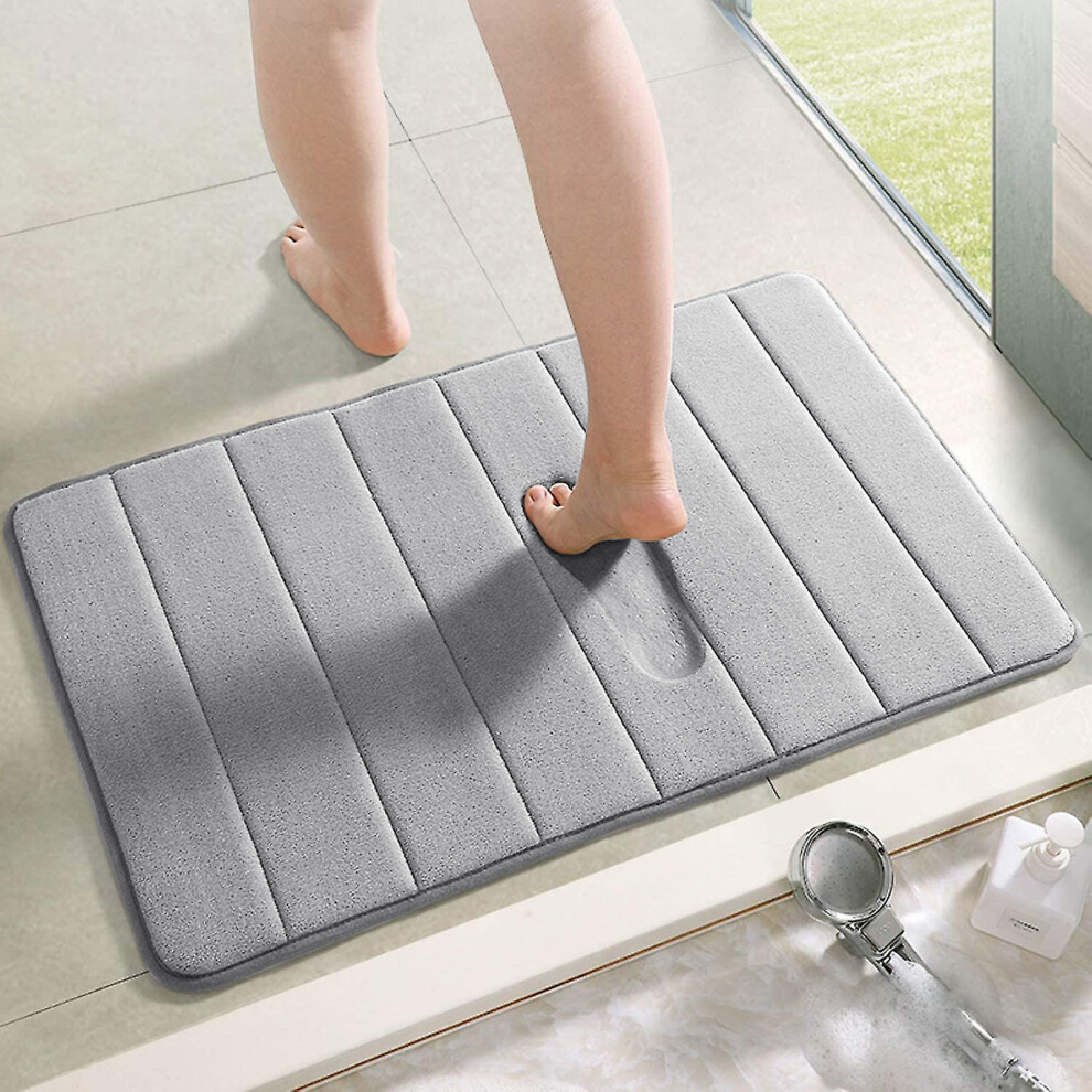 (50x80 cm, Silver Bath Mat) Memory Foam Bath Mat Non Slip Bathroom Shower Rug