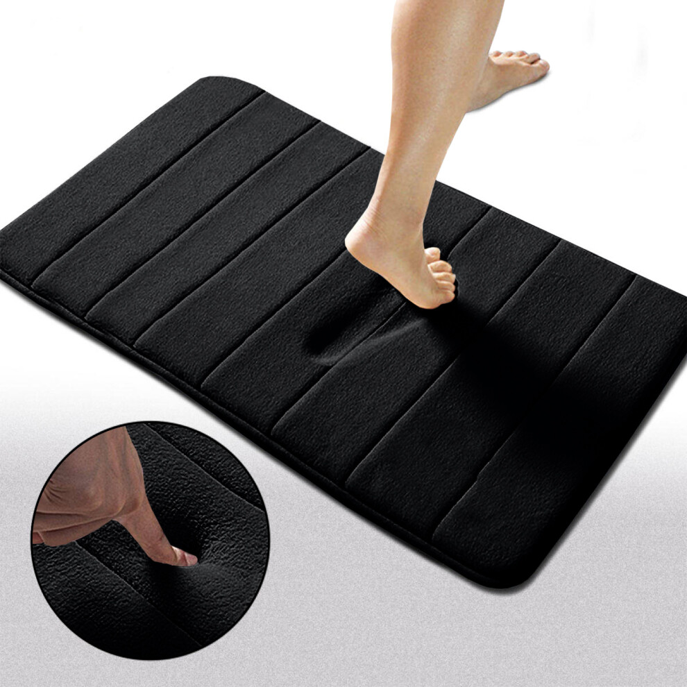 Aspire Homeware (40X60 Cm, Bath Mat) Bath Shower Mat Memory Foam Anti Slip Bathroom Rug Black