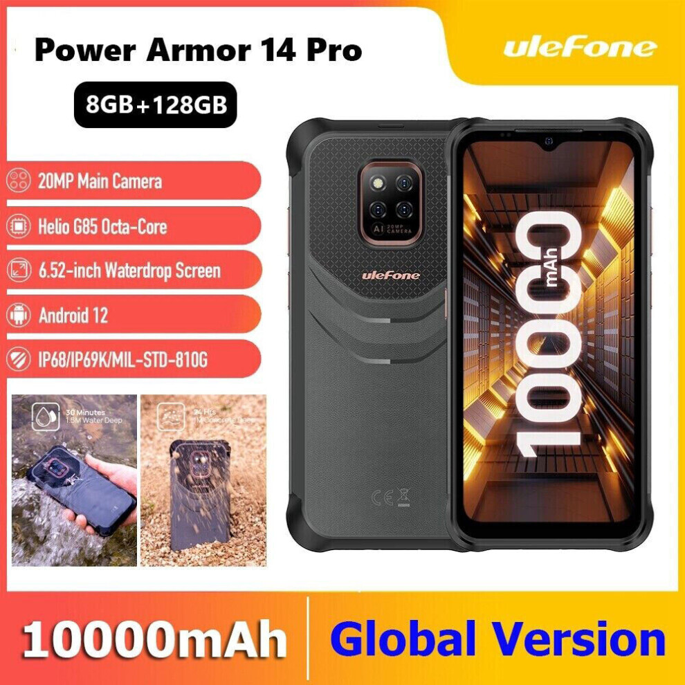 NEW Ulefone Power Armor 14 Pro Rugged Phone 8+128GB NFC Android 10000mAh