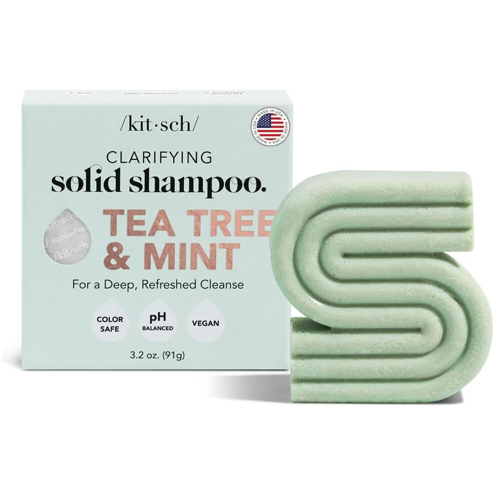 Kitsch Tea Tree & Mint Clarifying Shampoo Vegan & Natural Shampoo Bar Decreases Dandruff & Alleviates My Itchy Scalp 91g