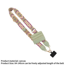 (A) Phone Strap with Zippered Pouch Adjustable Perforation-Free Simple Lanyard Detachable Cross for Mobile Phone