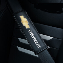 (Chevrolet) 2pcs Black Car Seat Belt Real-Leather Shoulder Pads Cushion