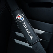 (BUICK) 2pcs Black Car Seat Belt Real-Leather Shoulder Pads Cushion