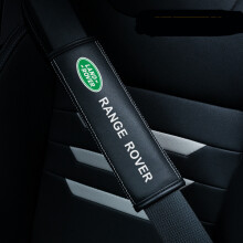 (Land Rover) 2pcs Black Car Seat Belt Real-Leather Shoulder Pads Cushion