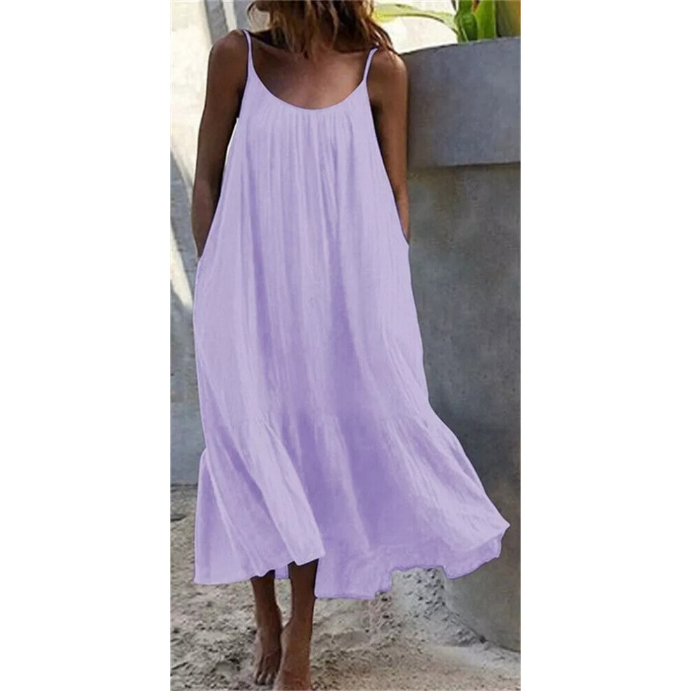 (Purple, 2XL) Plus Size Ladies Strappy Loose Beach Maxi Dress Women's Summer Dresses Cover up-image-OPC-PF2JY5R-NEW