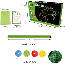 (120pc glow and tent) Children's 3D Glow Construction Toy Fort Building Kit Play Tent Fortress Child Game