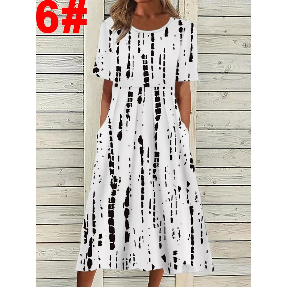 (6#, XL) Summer Plus Size Womens Ladies Short Sleeve Shirt Dress Holiday Pocket Dresses-image-OPC-PF2K2Z9-NEW
