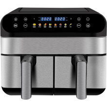 Jacgood 9L Dual Basket Air Fryer with Timer & 10 Functions - Black