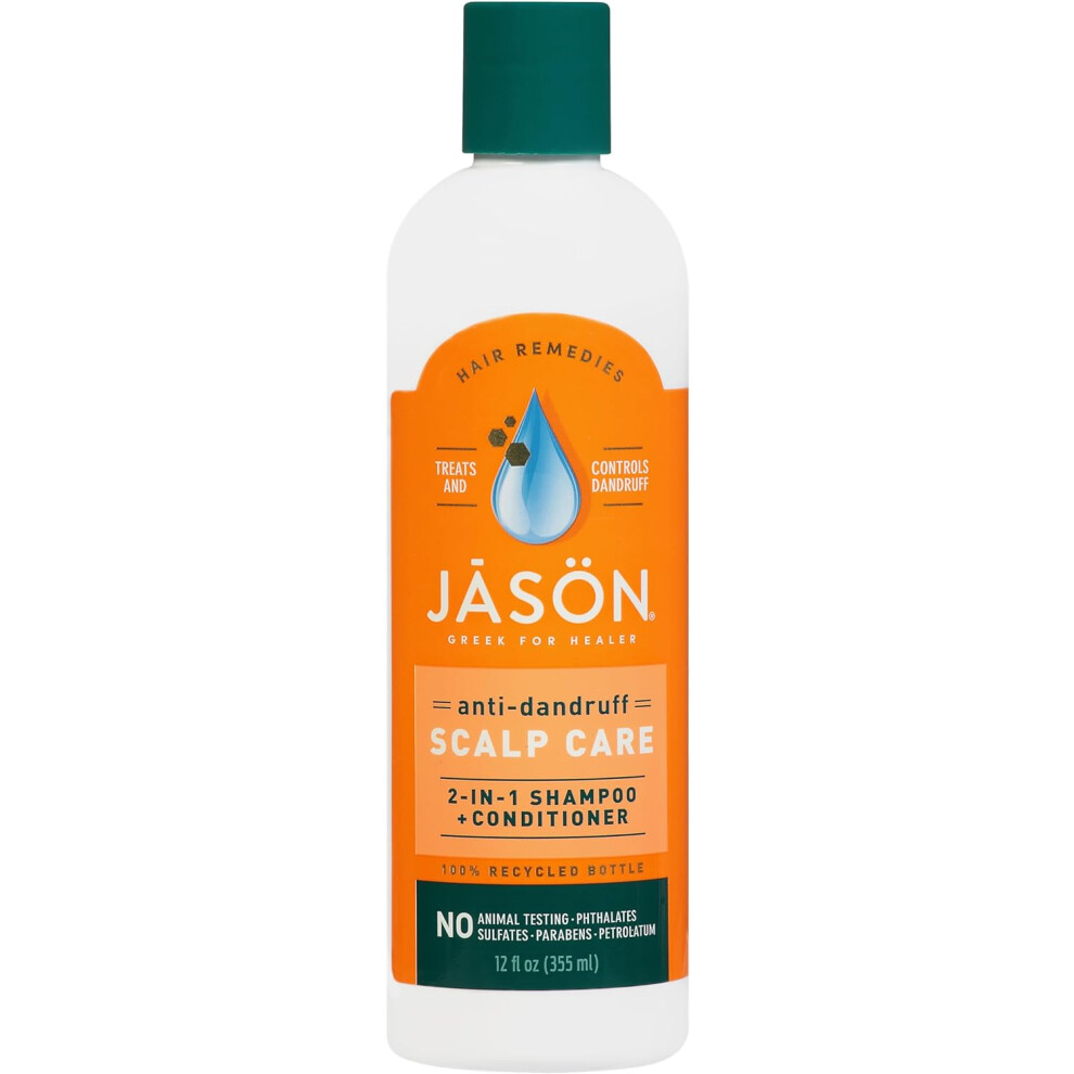 Jason Dandruff Relief Treatment 2-in-1 Shampoo & Conditioner A dual Action Medicated Formula Cleanses & Conditions 12 Fl Oz