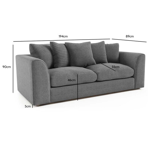 Byron Grey Fabric 3 Seater Sofa 2