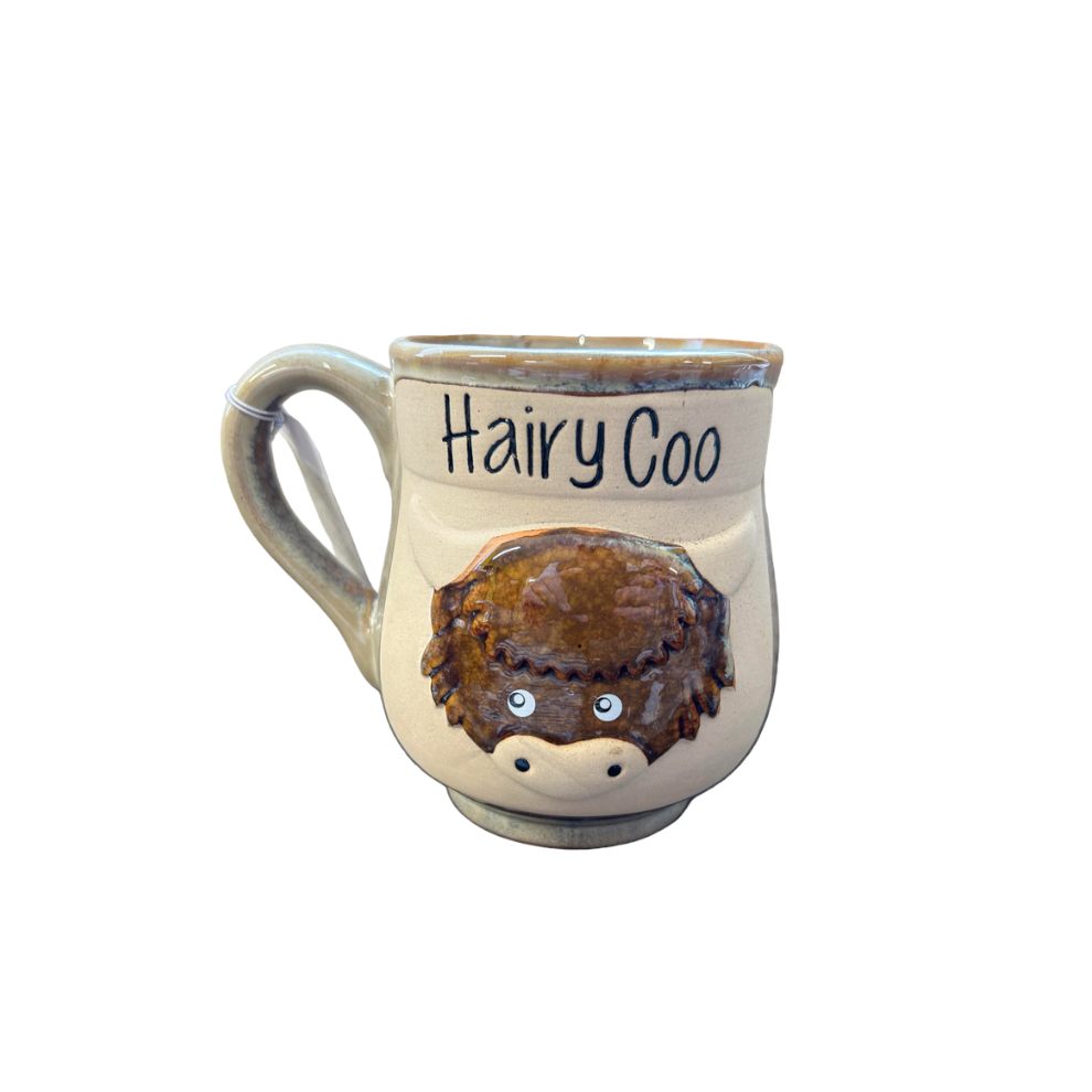 (Hairy Coo) Super Cute Brown Highland Cow Stoneware Mug 3 Quotes Available