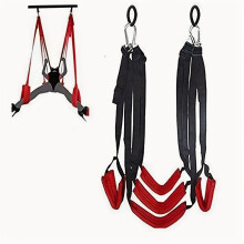 (Black Red) 1pc Sex Swing, Sexy Bondage Love Adjustable Lashing, Swing With Seat Position Assist Soft Lashing