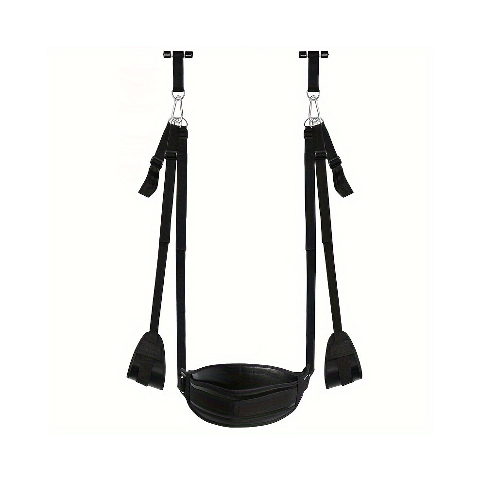 (Door Swing 3B?Black?) 1pc Adjustable Door Hanging Sex Swing with Leather Cushion - Portable Sex Furniture for Couples