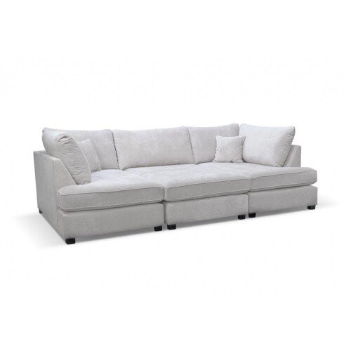 Carnaby Silver  Fabric U Shape High Back Corner Sofa + Footstool 1