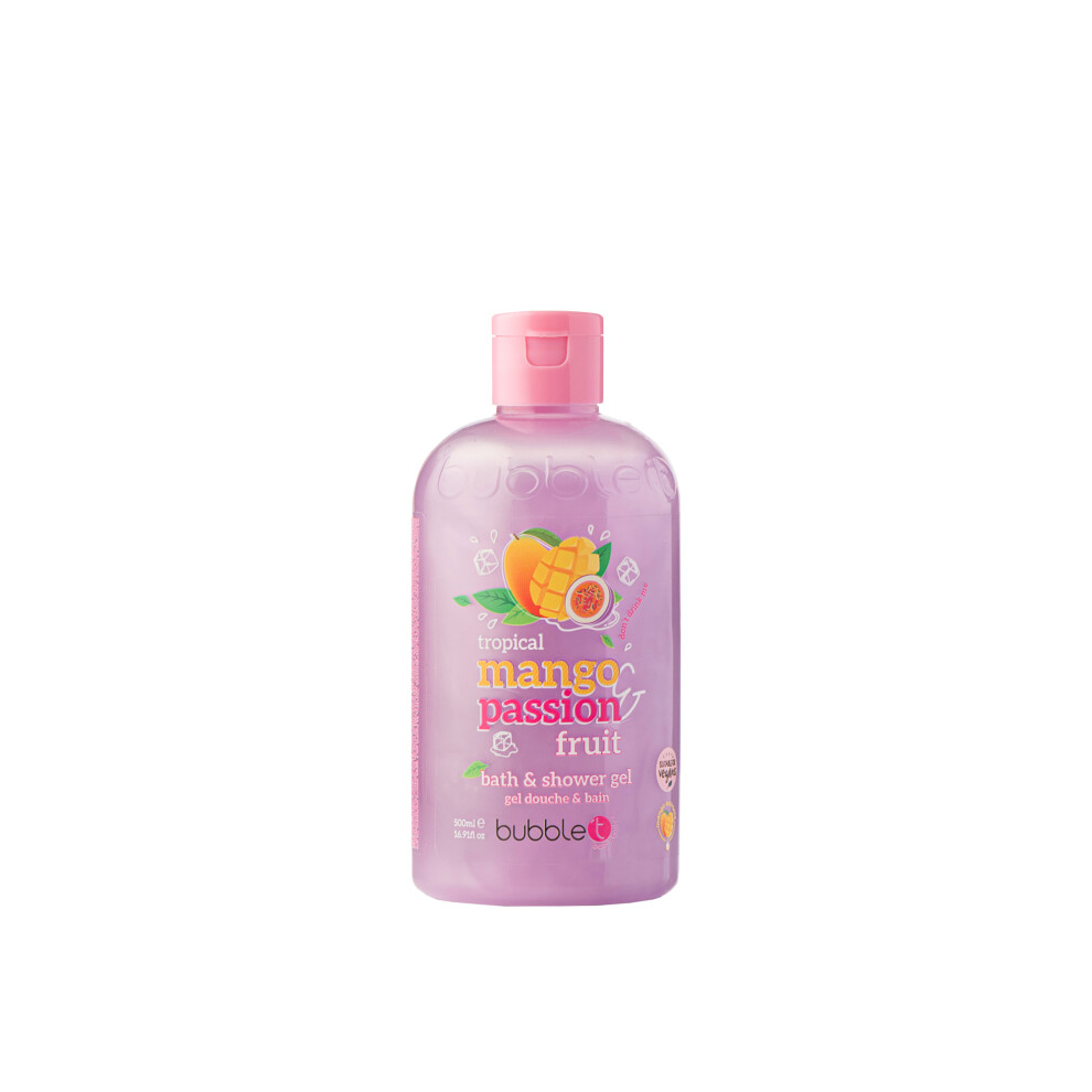 Bubble T Mango & Passionfruit Bath & Shower Gel soft, Smooth and Revitalized Refreshing and Exotic Daily Cleanser 500ml