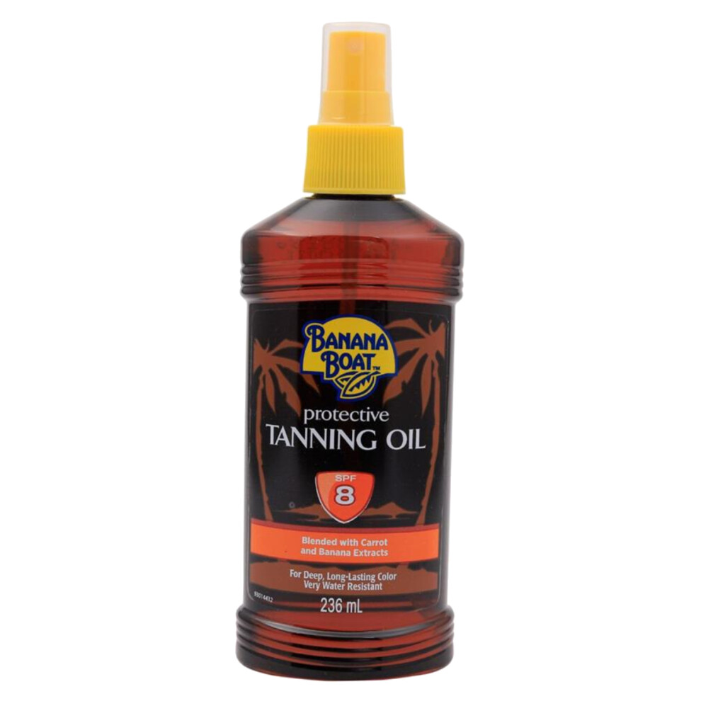 Banana Boat Protective Tanning Oil SPF8, Blended With Carrot And Banana Extracts, Leave Skin Silky Smooth, Water-resistant, 236ml