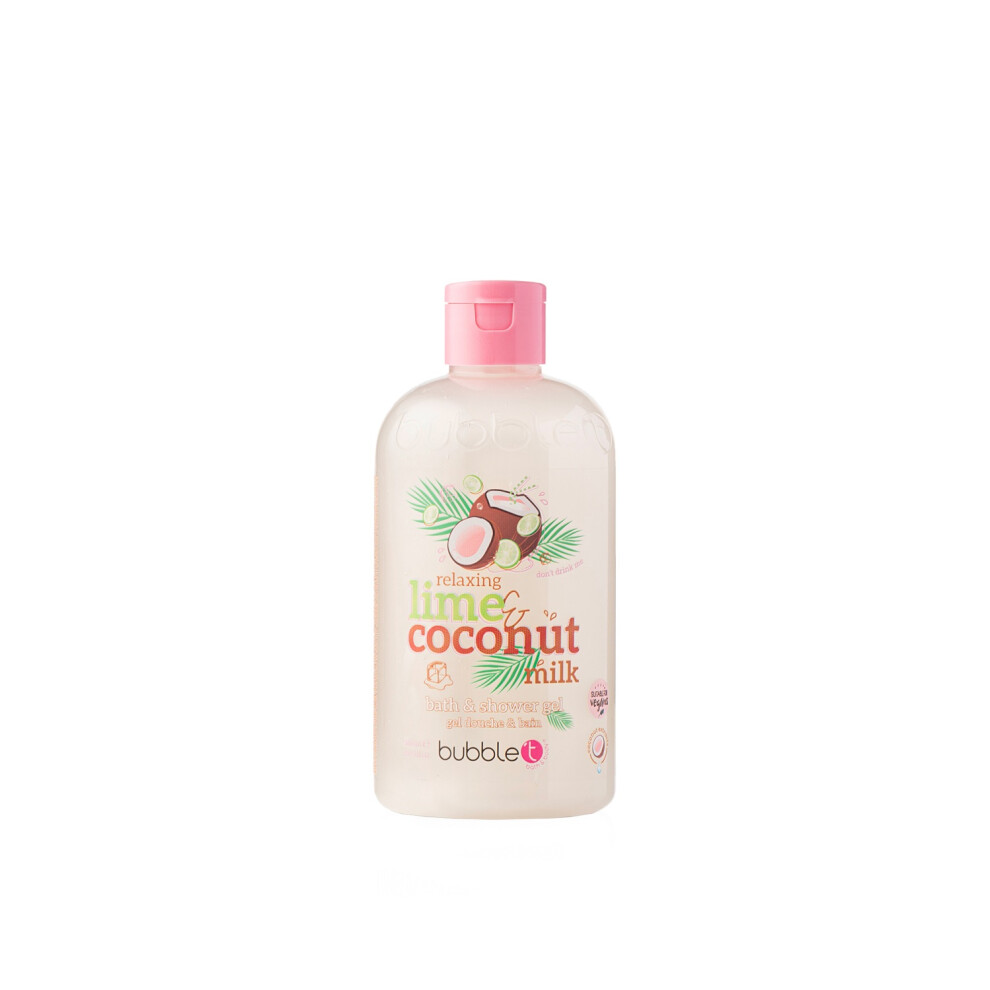 Bubble T Coconut & Lime Bath & Shower Gel Cleanses Tropical and Refreshing Body Wash for Energizing Showers 500ml