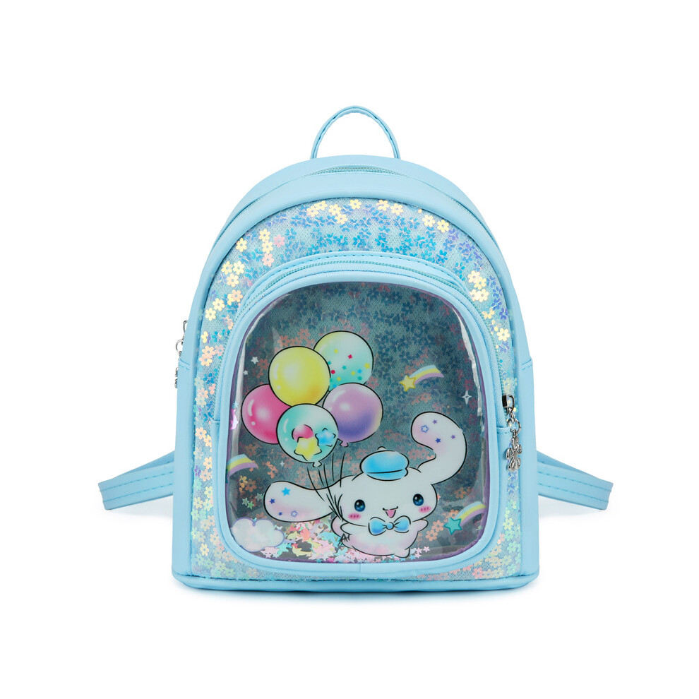 Dinamr (Blue Cinnamoroll) Cinnamoroll Joyful Pu Backpack For School Girls With Fun Cartoon Character Design