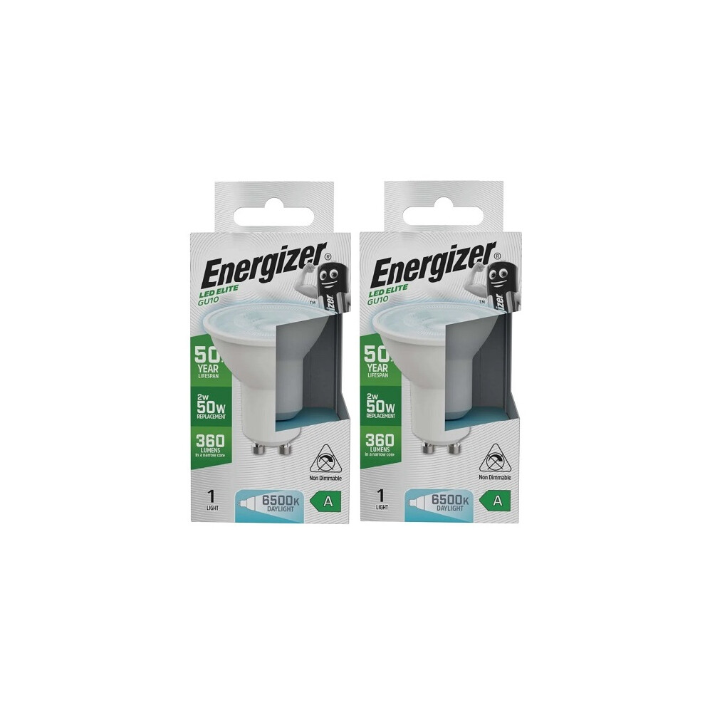 Energizer A Rated LED Elite GU10 360lm 2W 6500K (Daylight) Pack of 2