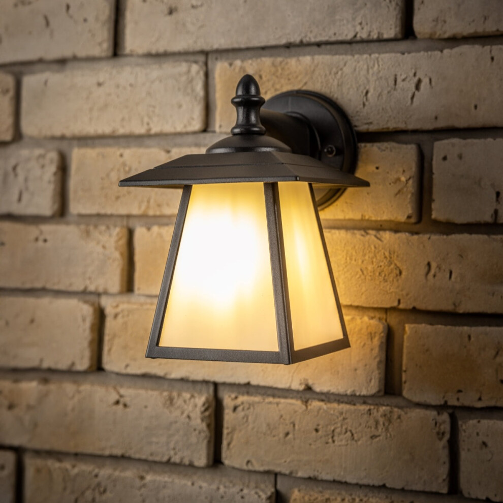 CGC Black Outdoor Wall Light Vintage Opal Diffuser