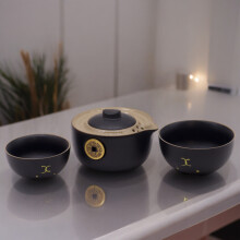 Black Money Cat Teapot Set - Two Cups - Travel Pack