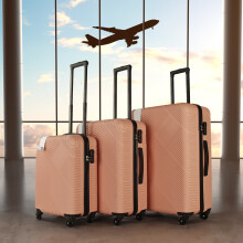 (Rose gold ) Neo 3 Piece Hard Shell Luggage Suitcase Set ABS Expandable Handle Lightweight Durable Trolley Travel with 360 Spinner Wheels Inbuilt Lock 20" 24" 28"
