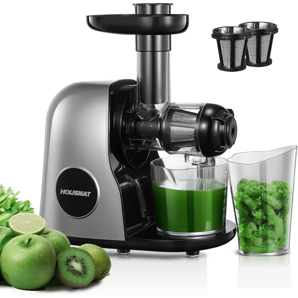 (White) Machines, HOUSNAT Slow Masticating Juicers Whole Fruit and Vegetable, Professional Cold Press Juicer Extractor with Quiet Motor and Reverse Function