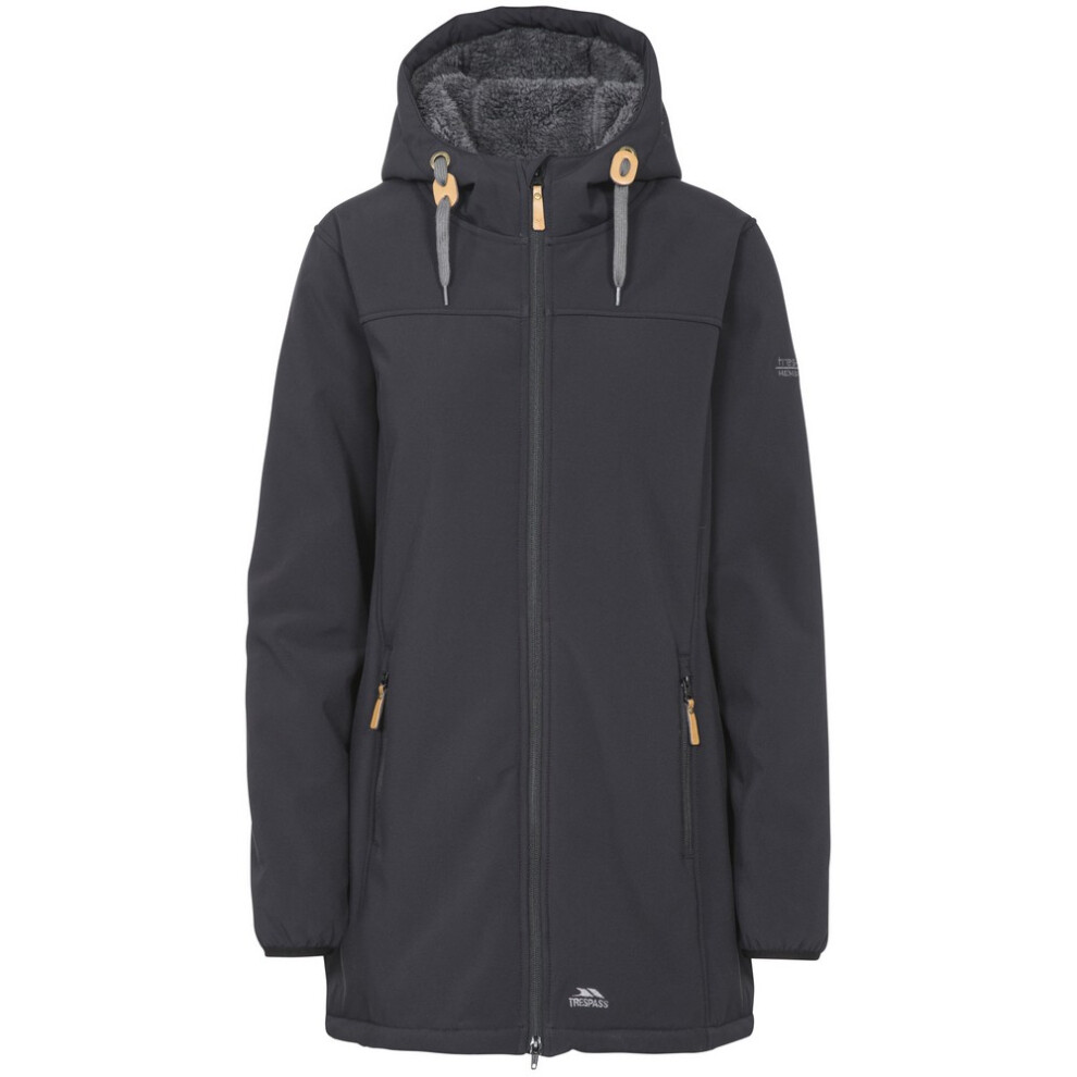 (XL, Black) Trespass Womens/Ladies Kristen Longer Length Hooded Waterproof Jacket