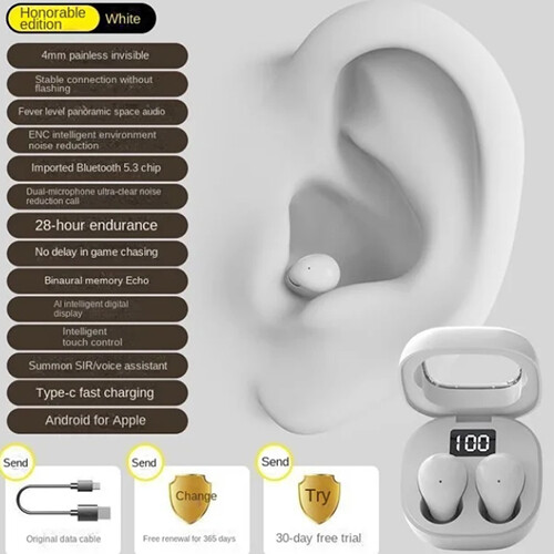 (White) Mini Tws Wireless Headset invisible headphones 2