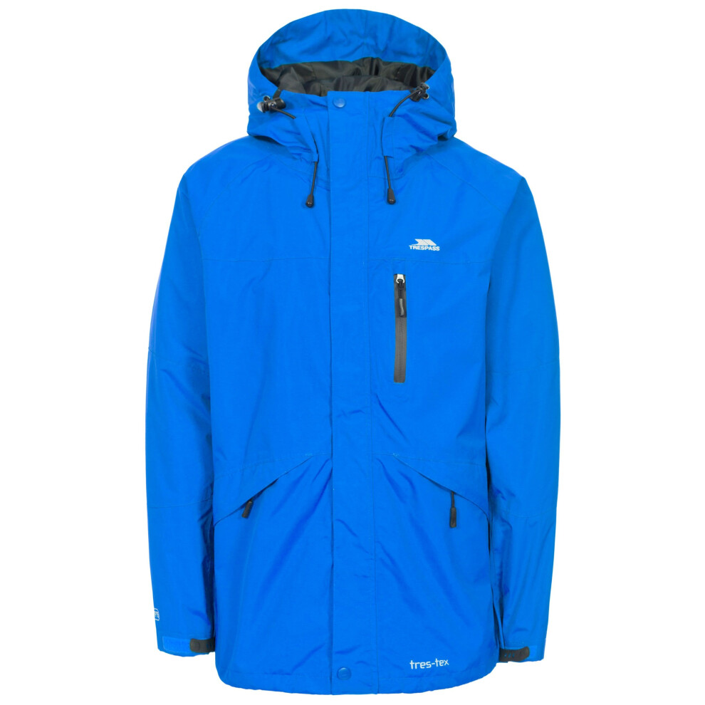 (XS, Blue) Trespass Mens Corvo Hooded Full Zip Waterproof Jacket/Coat