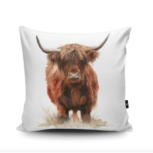 Marie Brown Lovely Hangus The Highland Cow Coo Vegan Suede Cushion Pillow