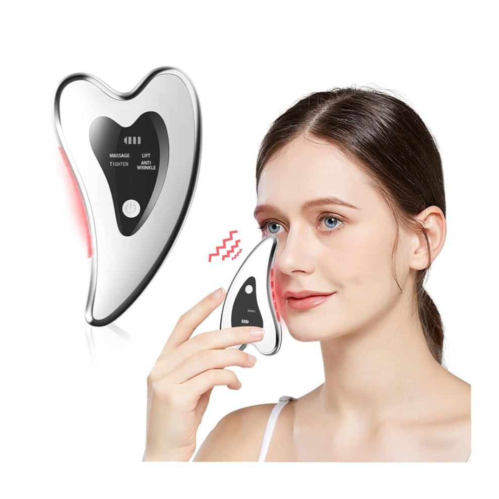 Chronus Electric Gua Sha Facial Tools - Face Sculpting Tool/Lift Device - Heated & Vibration & Red Light Massager, Anti-Aging & Wrinkles, Puffiness,