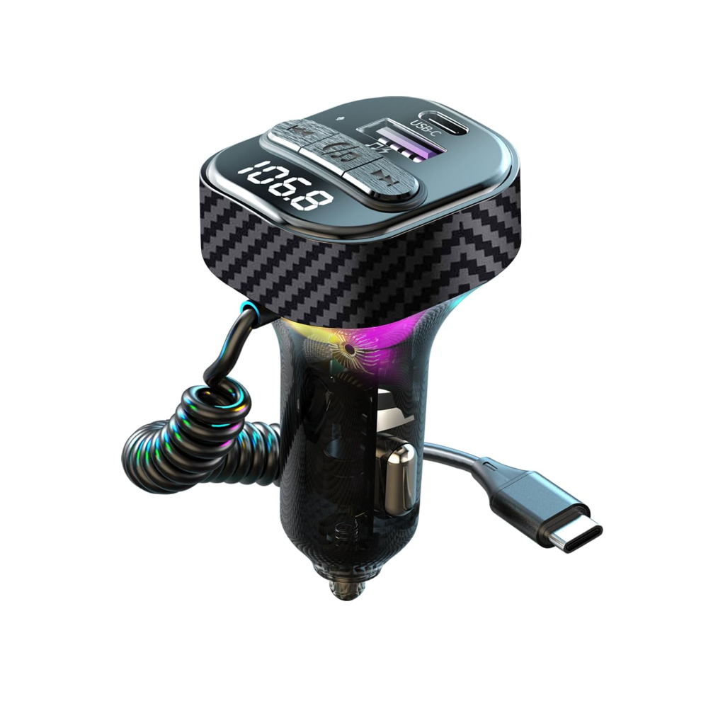 Chronus Bluetooth 5.3 Fm Transmitter Car Adapter 60W Fast Charge Car Chargerï¼Car Kit Hands-Free Call Cigarette Lighter Adapter Support Usb 6976919889309