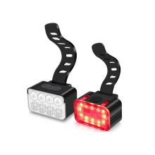 Type C USB Aluminum Rechargeable Bike Light Set, 900 Lumen Super Bright Front and Rear Light, Bicycle LED Light Set for Night Riding Safety(Black)