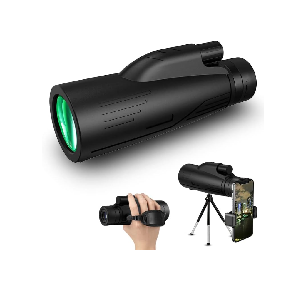 Chronus New 2024 12X50 Monoculars Telescope For Adults High Powered Monoculars With Smartphone Adapter & Metal Tripod Bak4 Prism Monocular(Black) Black 6976919885035