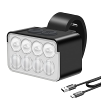 Bicycle Headlights Night Riding Strong Light Flashlight USB Charging Outdoor Mountain Bike Riding Accessories(Black)