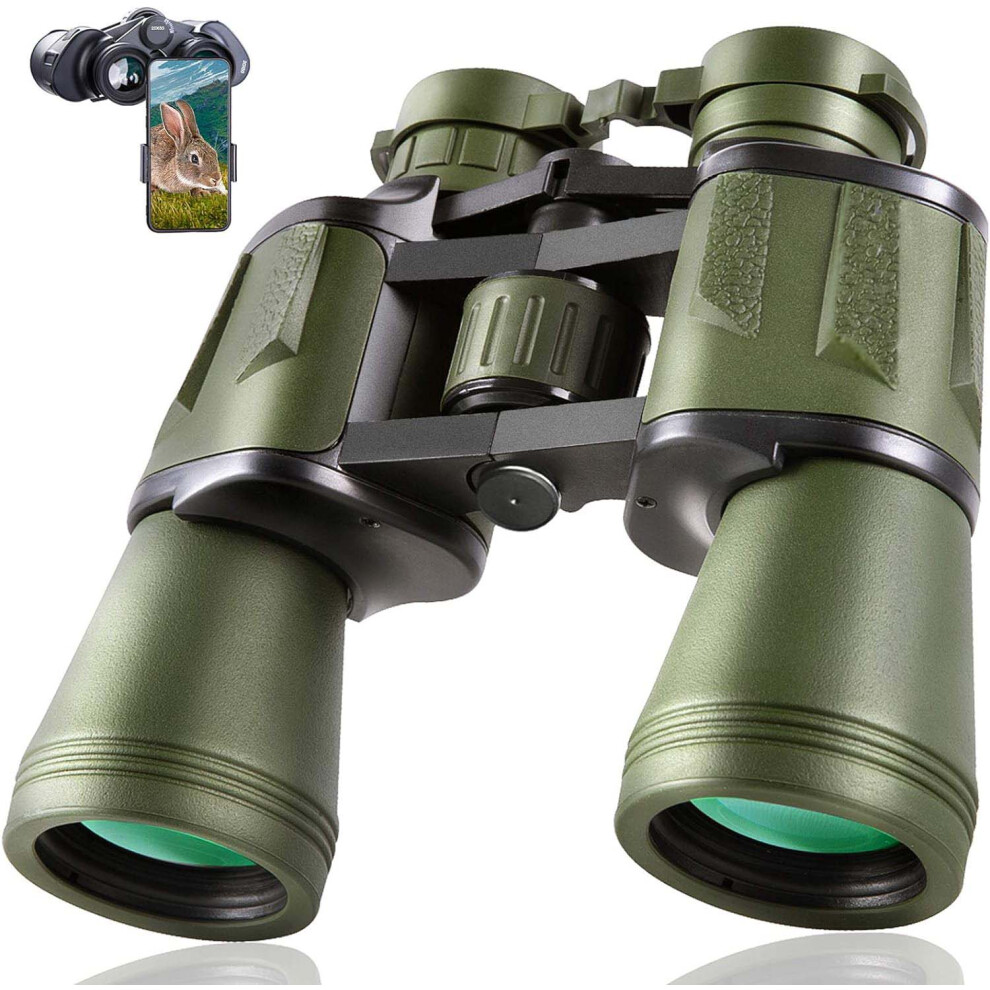 Chronus 20x50 Hunting Binoculars for Adults with Low Light Night Vision - 28mm Large Eyepiece Professional Waterproof Binoculars for Bird Watching