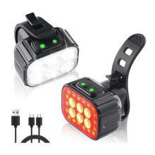 Chronus Bike Light Rechargeable Bicycle Lights Super Bright Headlight and Taillight Set LED Mountain Bike Lights Front and Back Flashlight(Black)