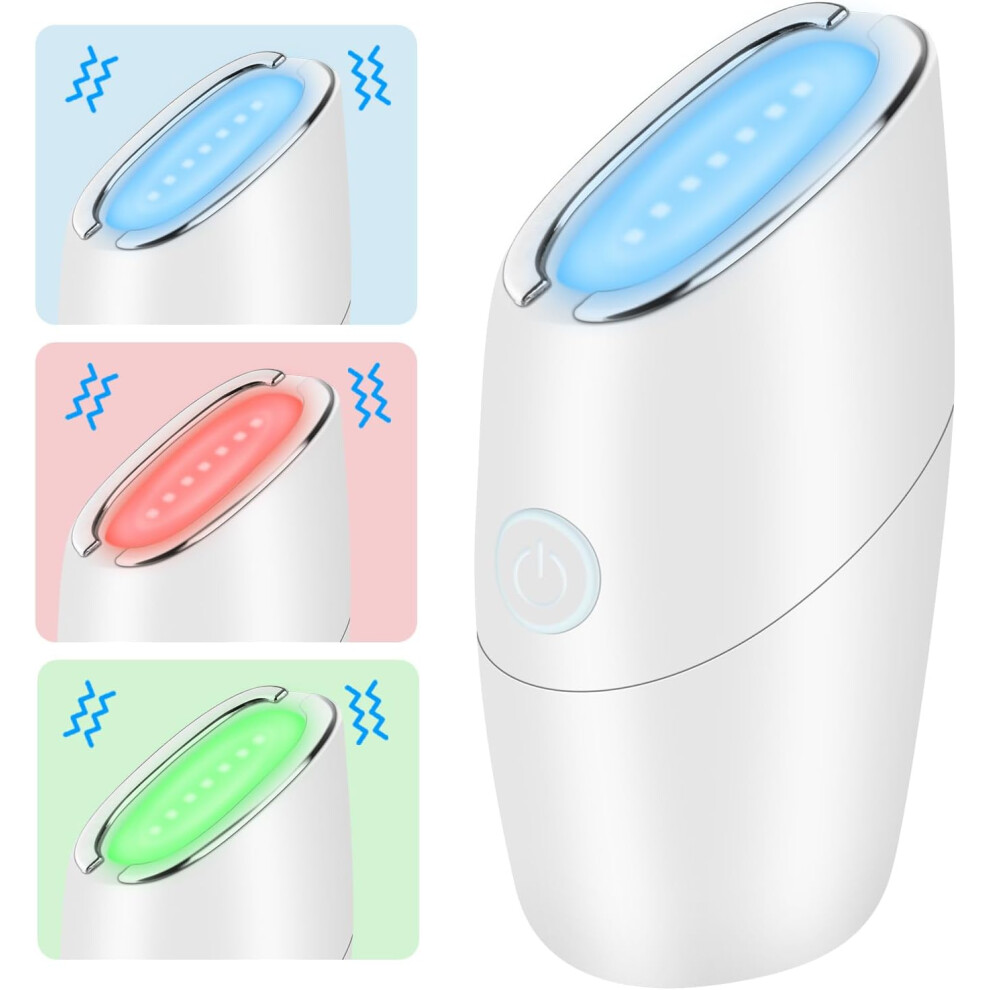 Chronus White Face Massager, 3 Color Led, Vibration, Microcurrent Facial Device, Facial Neck Beauty, Face Neck Massager For Smooth Face And Neck