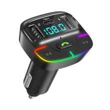 Adaptér Bluetooth 5.3 FM Transmitter do auta – Bluetooth Rádiový FM vysielač do auta Stereo prijímač pre hands-free volanie Čierna