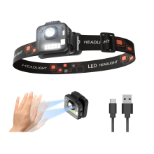 Multi-Function Motion Activated Headlamp, Type-C Charging, Waterproof Headlight for Camping Hiking Fishing Hunting Cycling Running Biking(Black)