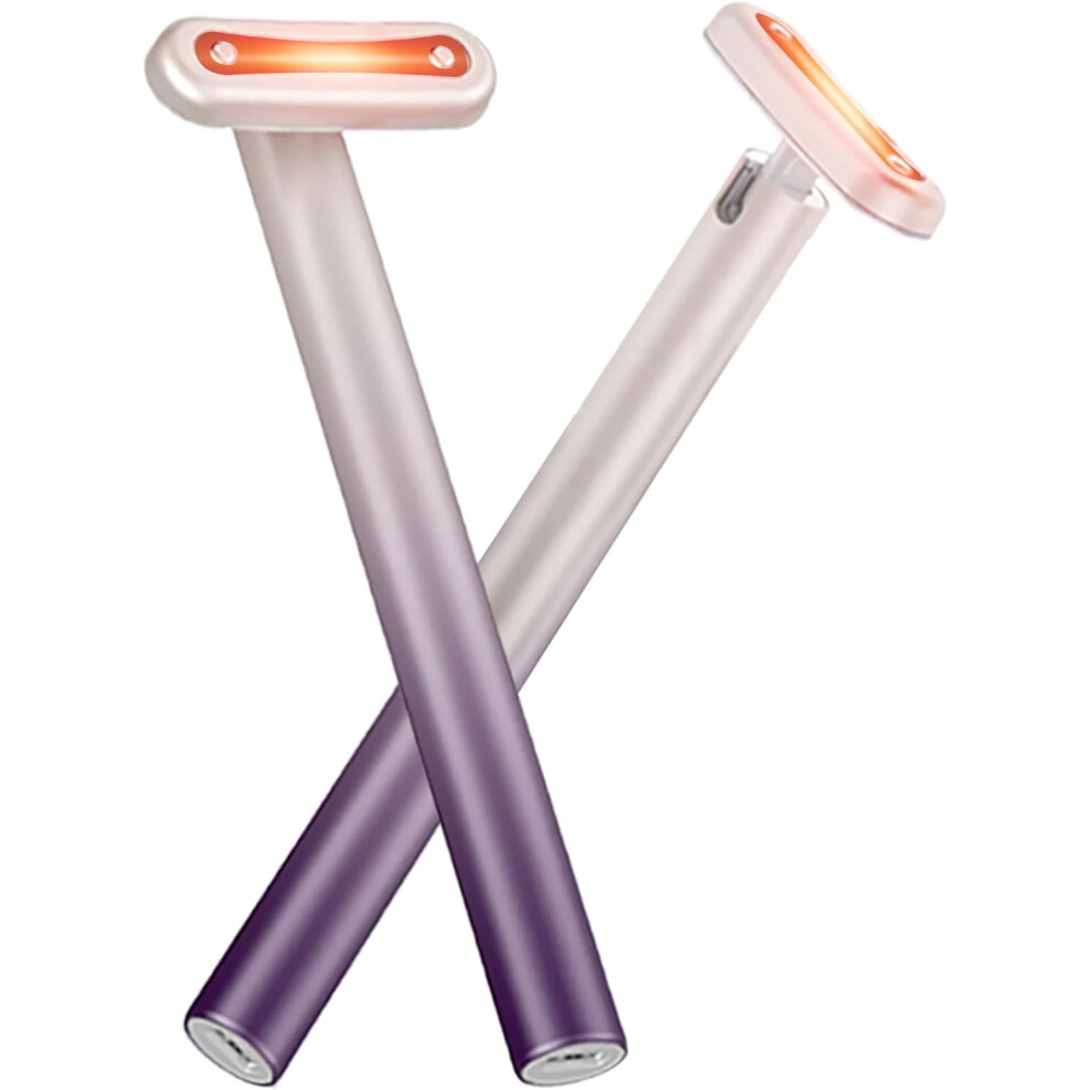 Chronus Red/Light/Purple Facial Wand,4-In-1 Facial Device With Heat, Massage And Therapy For Anti Aging And Wrinkles,Usb Rechargeable,Portable