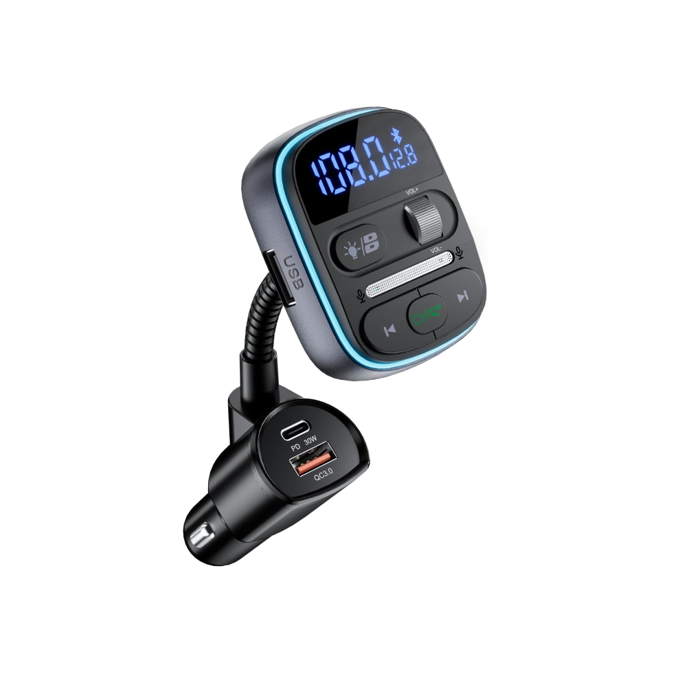 Chronus Bluetooth Fm Transmitter Pd 30W, Bluetooth Car Adapter With Qc3.0 Fast Charger, Hi-Fi Bass Music, Wireless Radio Receiver Hands-Free 6976919889200