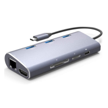 Chronus USB C Hub, 8 in1 Type C Multi Hub Adapter with 4K HDMI, Gigabit Ethernet Network, USB 3.0, SD/TF Card Reader, Pd Charging Port for Mac