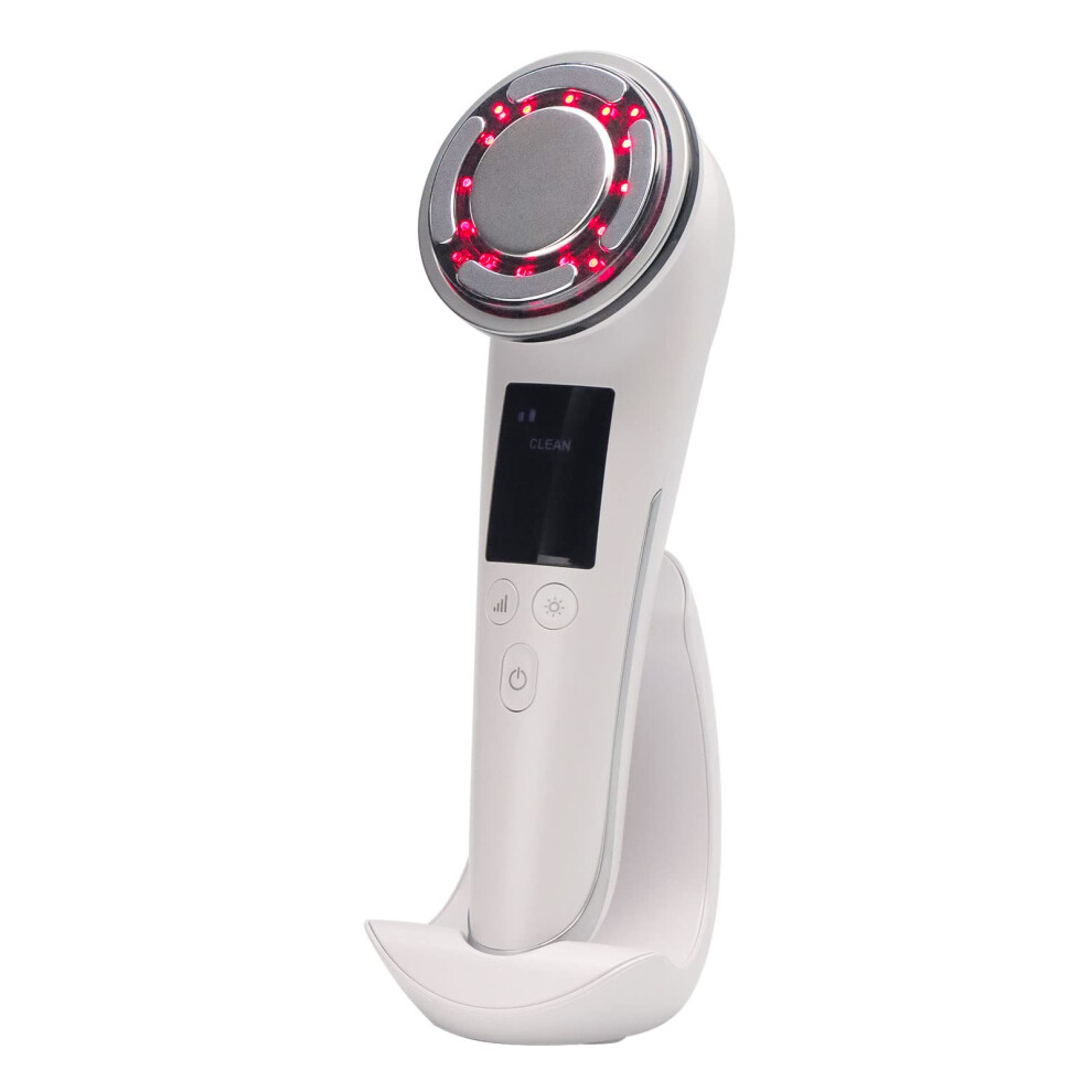 Chronus Light Facial Massager, 3 Led Rf Therapy Facial Beauty Machine, Ultrasonic Vibration Wrinkle Removal Skin Tightening Ems Hot Cool Pulse Mode