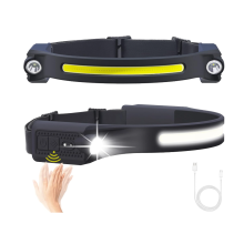 LED Headlamp Rechargeable, 2 XPE LED and COB LED Head Lamp, Sensor Mode, 260 Wide Beam, IPX4 Waterproof for Camping, Hiking, Running at Night(Black)
