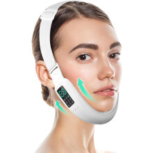 Máquina Elétrica Inteligente de Duplo Queixo e Rosto em Forma de V com 8 Modos e 15 Intensidades Ajustáveis- Dispositivo Feminino em V Branco