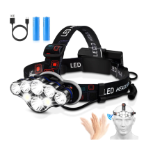 Rechargeable Headlamp,18000 Lumen Bright 8 Led Head Lamp, Waterproof Head Flashlight for Outdoor Hiking Camping(Black)